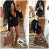 Women Long Sleeve Deep Bodysuit